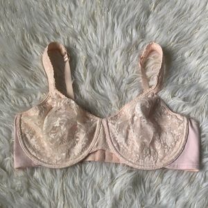 Playtex | Pink Lacy Unlined Underwire Bra Sz 40 D